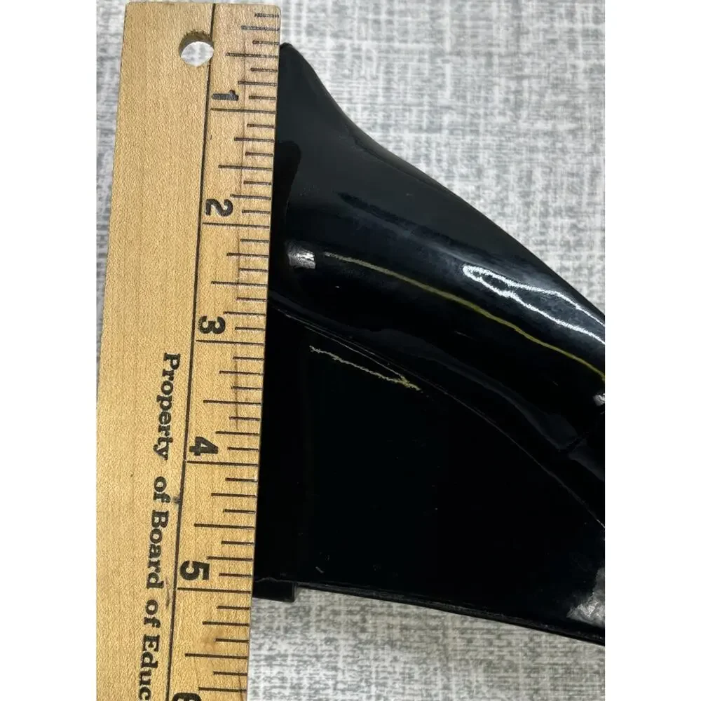 Tory Burch Gigi Black Patent Leather Classic Pumps Wedge Shoe 8.5 Gold T Logo